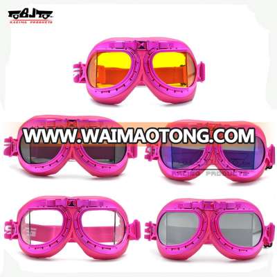 BJ-GT-016 Pink Color Goggles Glasses Vintage Pilot motorcycle For Harley